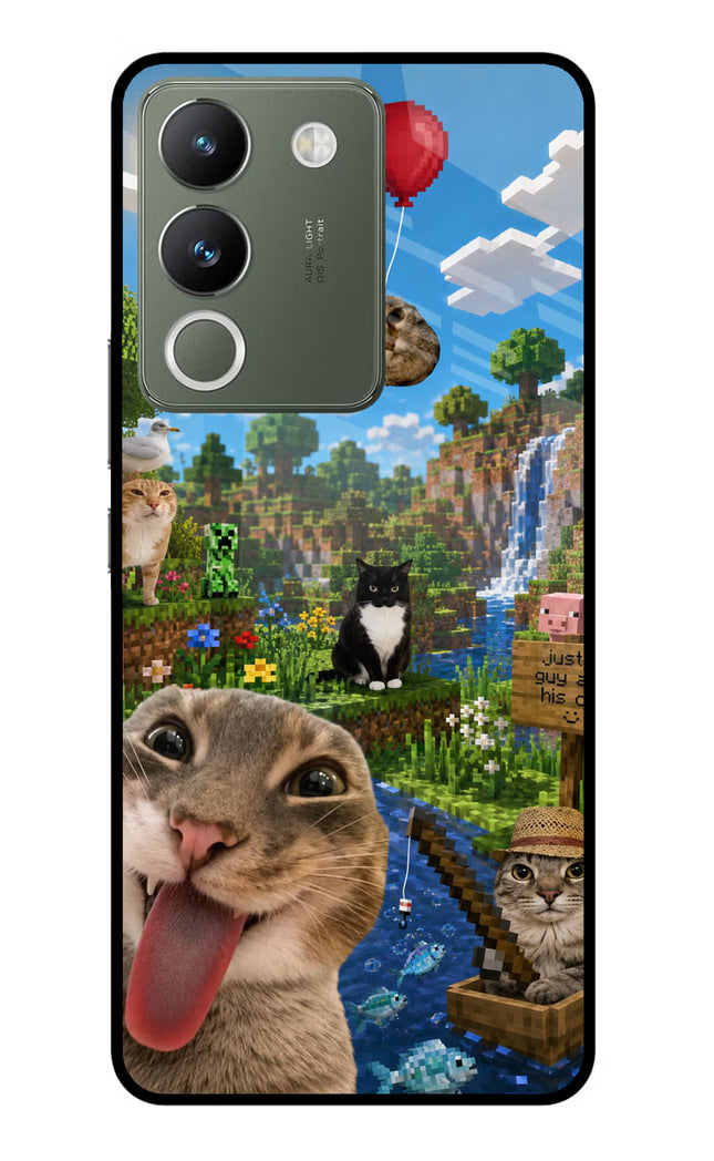 Minecraft Cat Chaos Vivo Y200 5G Glass Case