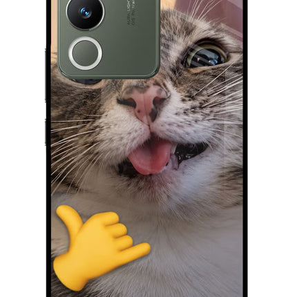 Silly Cat Call Vivo Y200 5G Glass Case