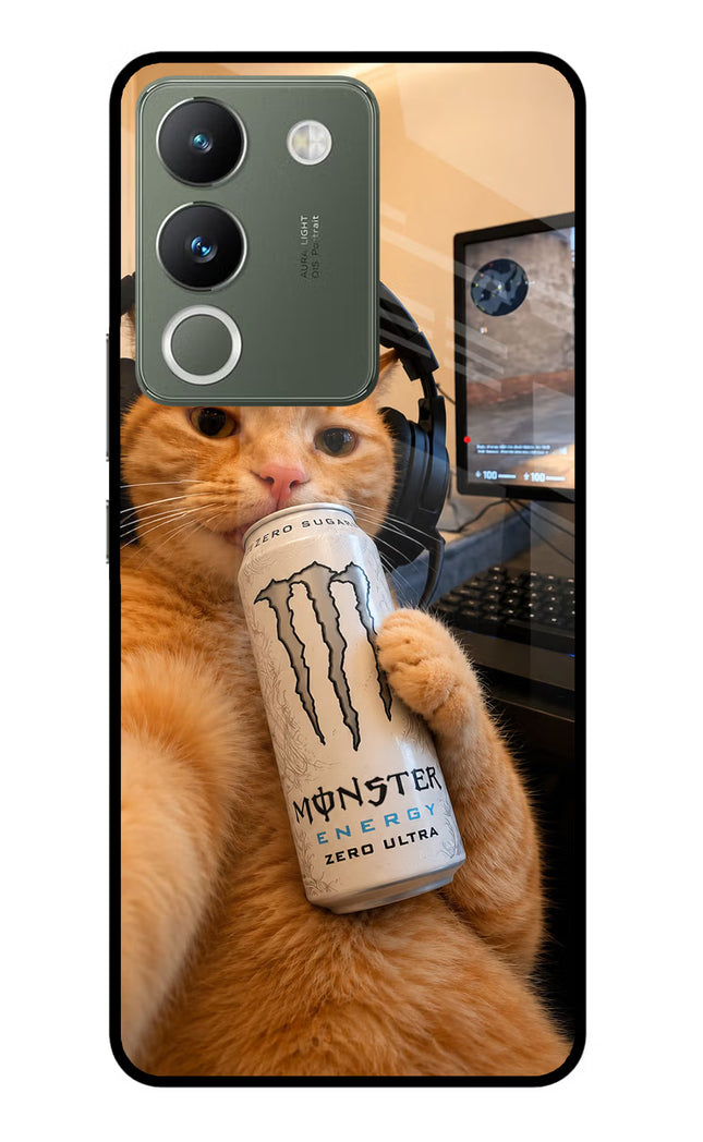 Gamer Cat Energy Vivo Y200 5G Glass Case