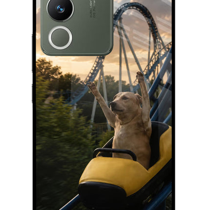 Rollercoaster Dog Vivo Y200 5G Glass Case