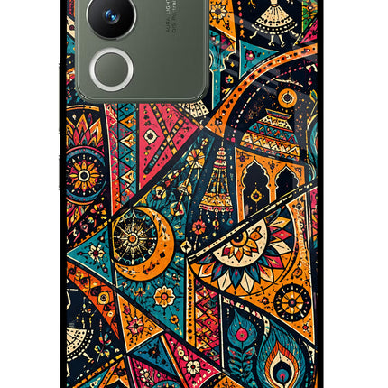 Folk Print Vivo Y200 5G Glass Case