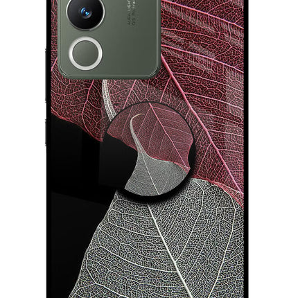 Leaf Pattern Vivo Y200 5G Glass Case