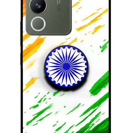 Indian Flag Ashoka Chakra Vivo Y200 5G Glass Case