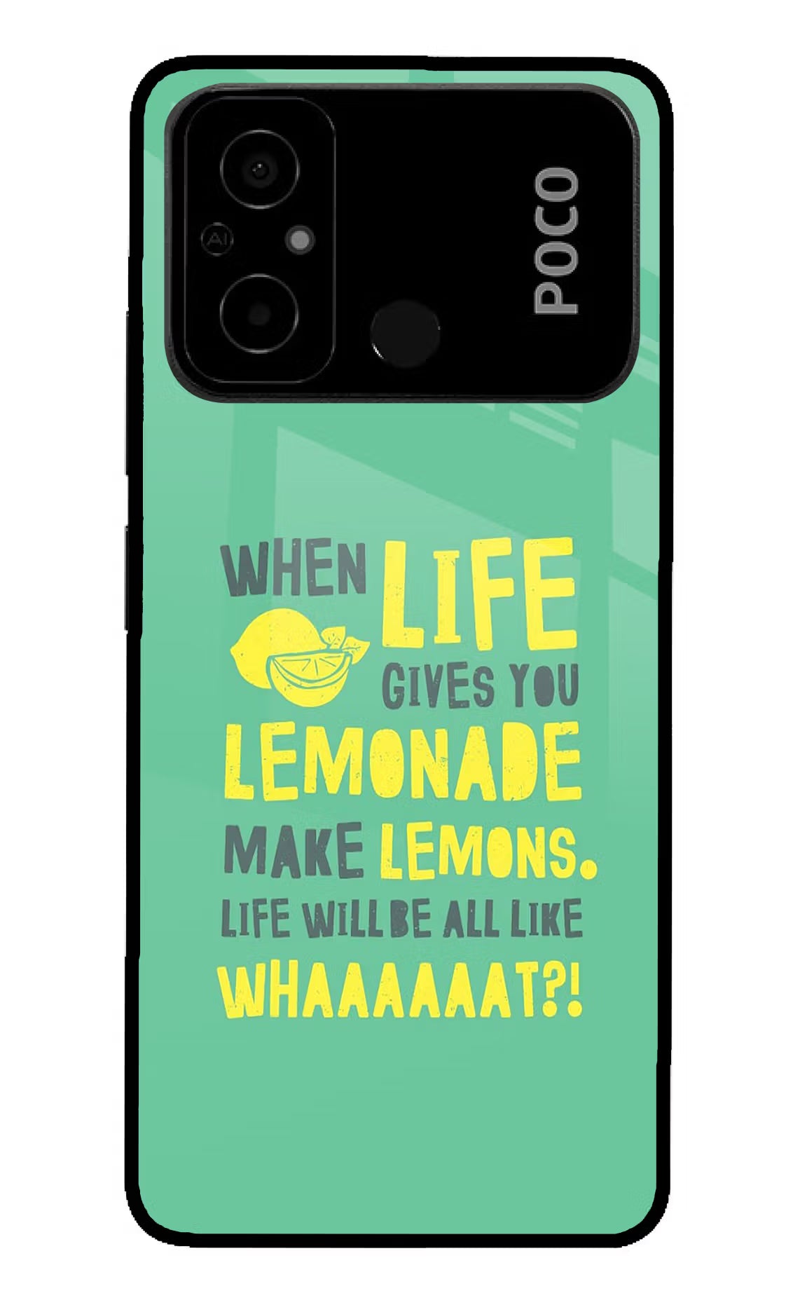 Quote Poco C55 Glass Case Back Cover by Casekaro