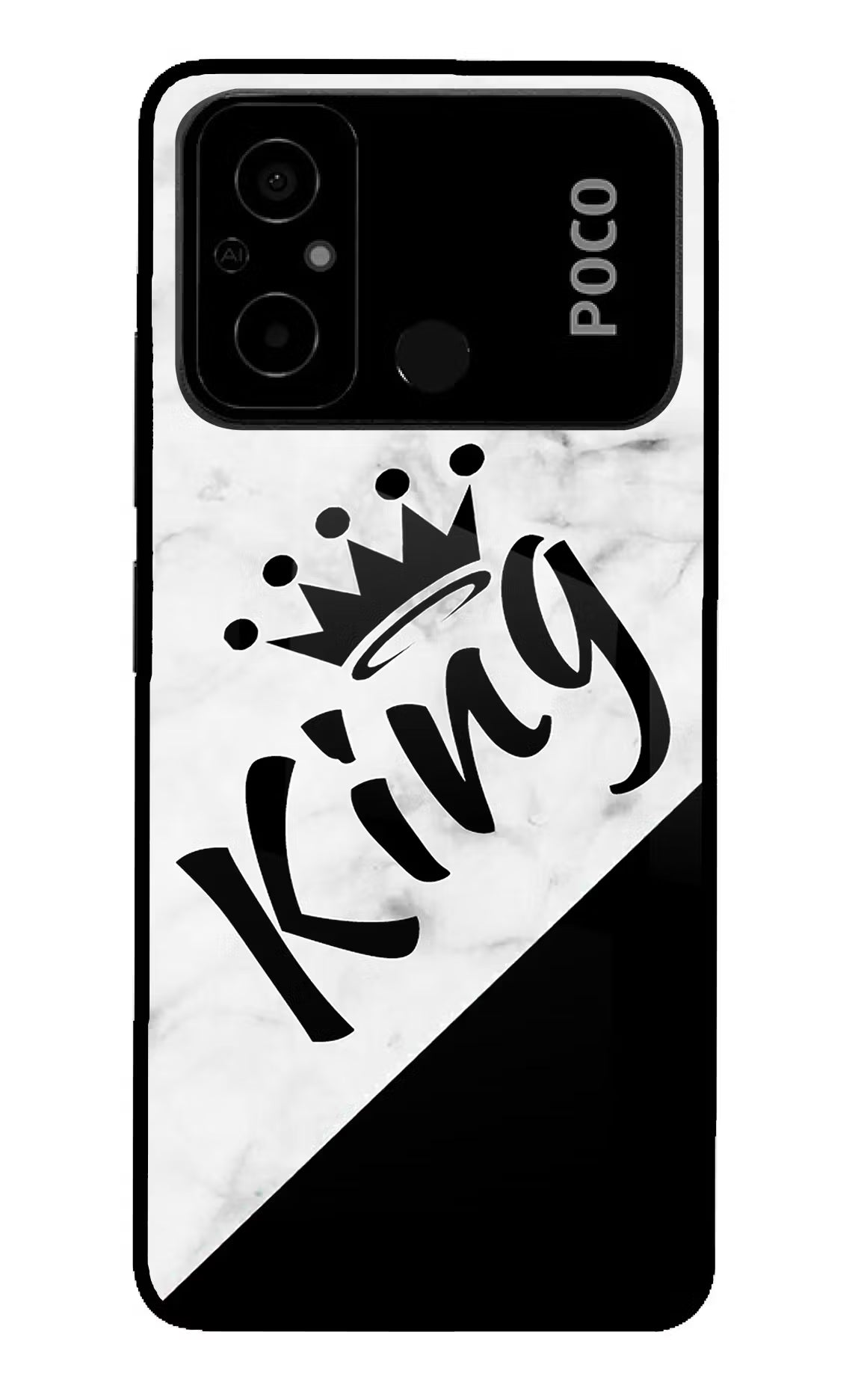 King Poco C55 Glass Case Back Cover by Casekaro