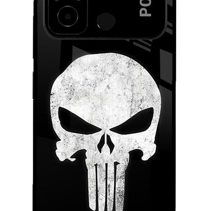 Punisher Skull Poco C55 Glass Case Back Cover by Casekaro