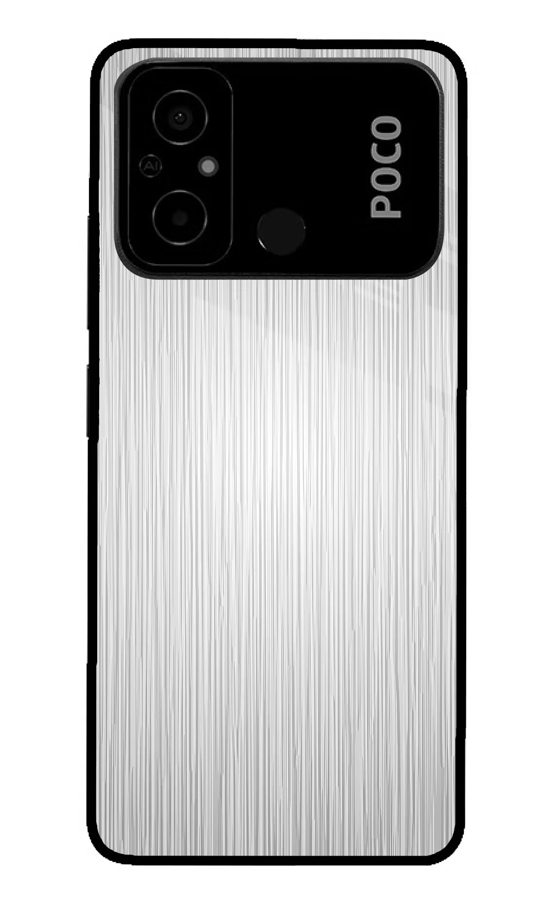 Wooden Grey Texture Poco C55 Glass Case Back Cover by Casekaro