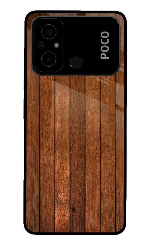 Wooden Artwork Bands Poco C55 Glass Case