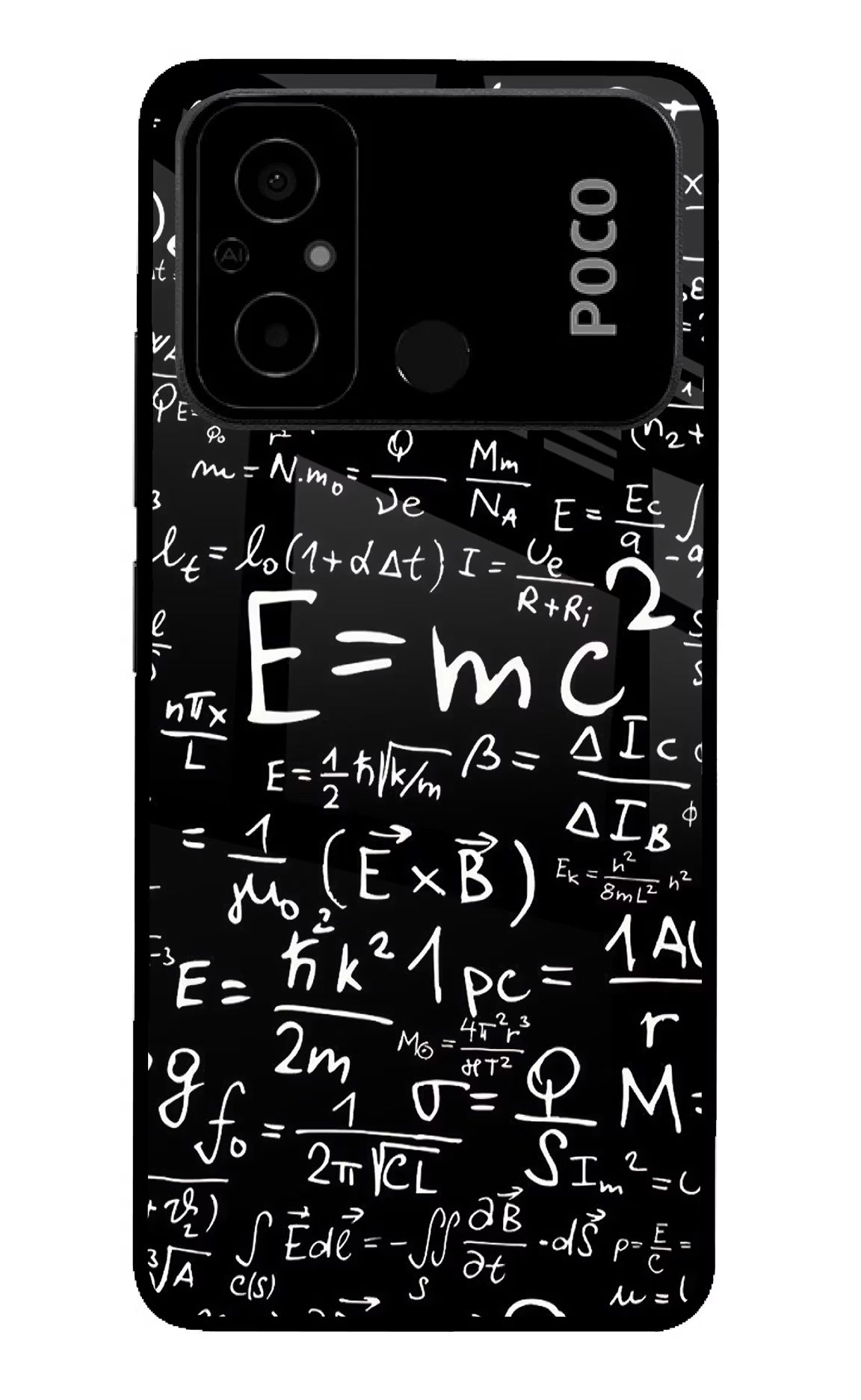 Physics Formula Poco C55 Glass Case Back Cover by Casekaro