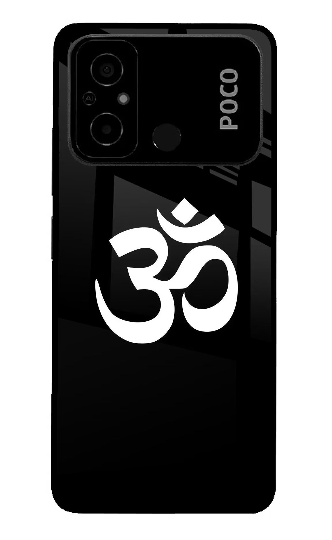 Om Poco C55 Glass Case Back Cover by Casekaro