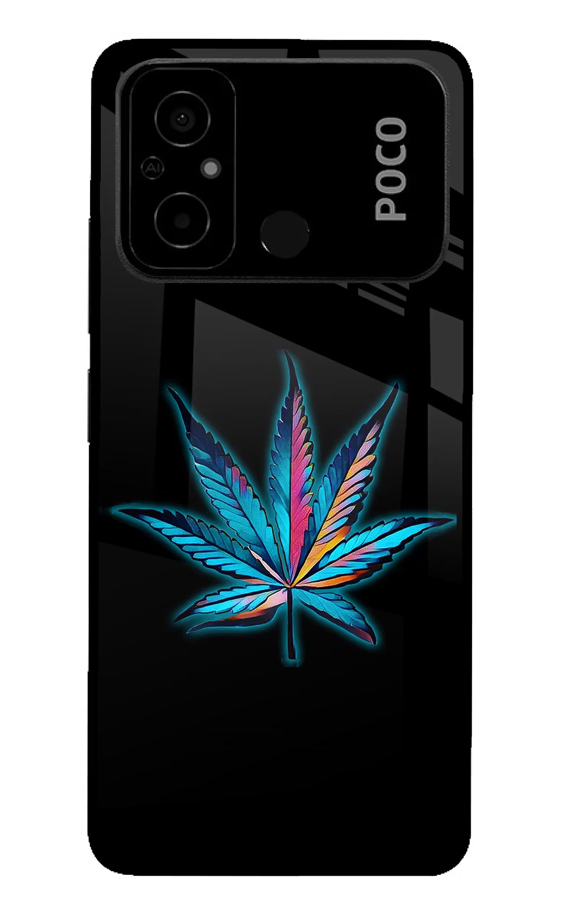 Weed Poco C55 Glass Case Back Cover by Casekaro