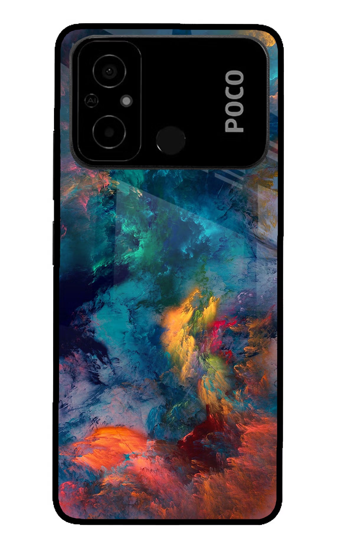 Artwork Paint Poco C55 Glass Case Back Cover by Casekaro