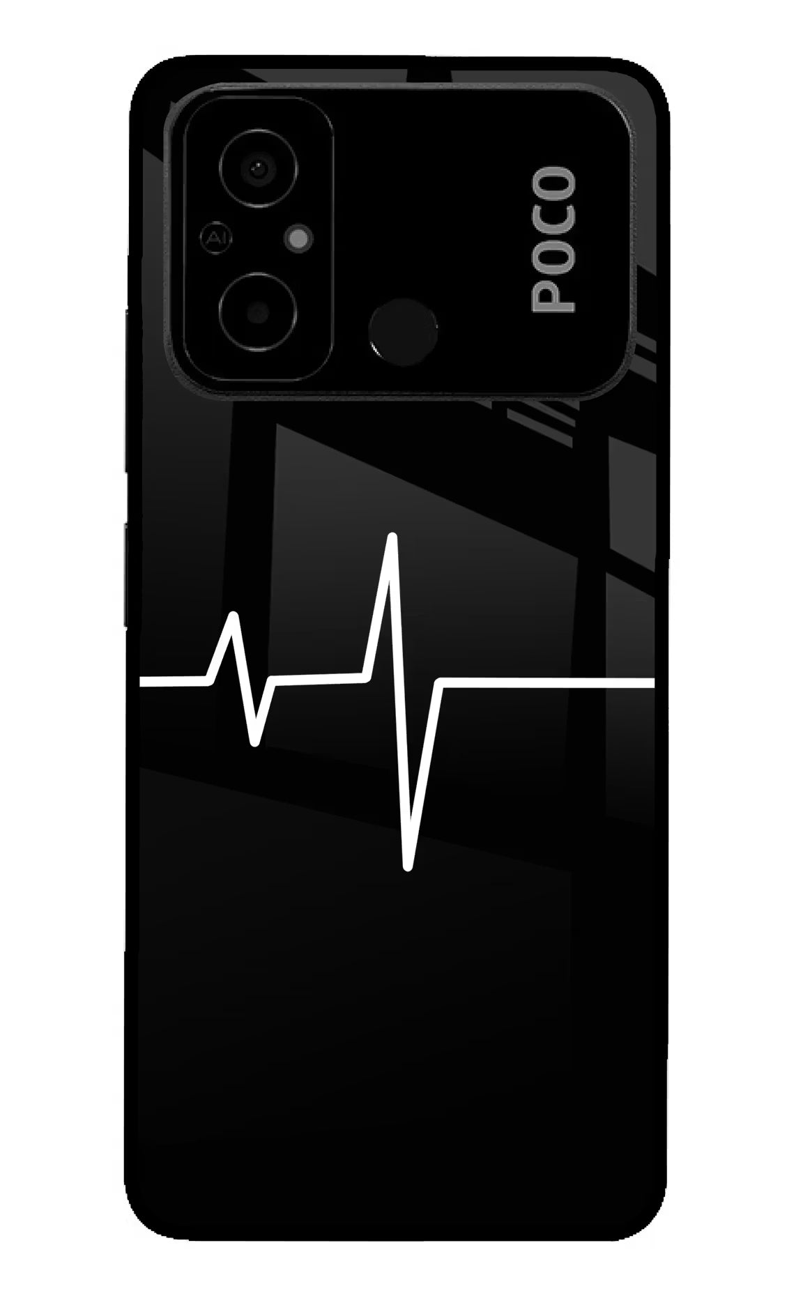 Heart Beats Poco C55 Glass Case Back Cover by Casekaro