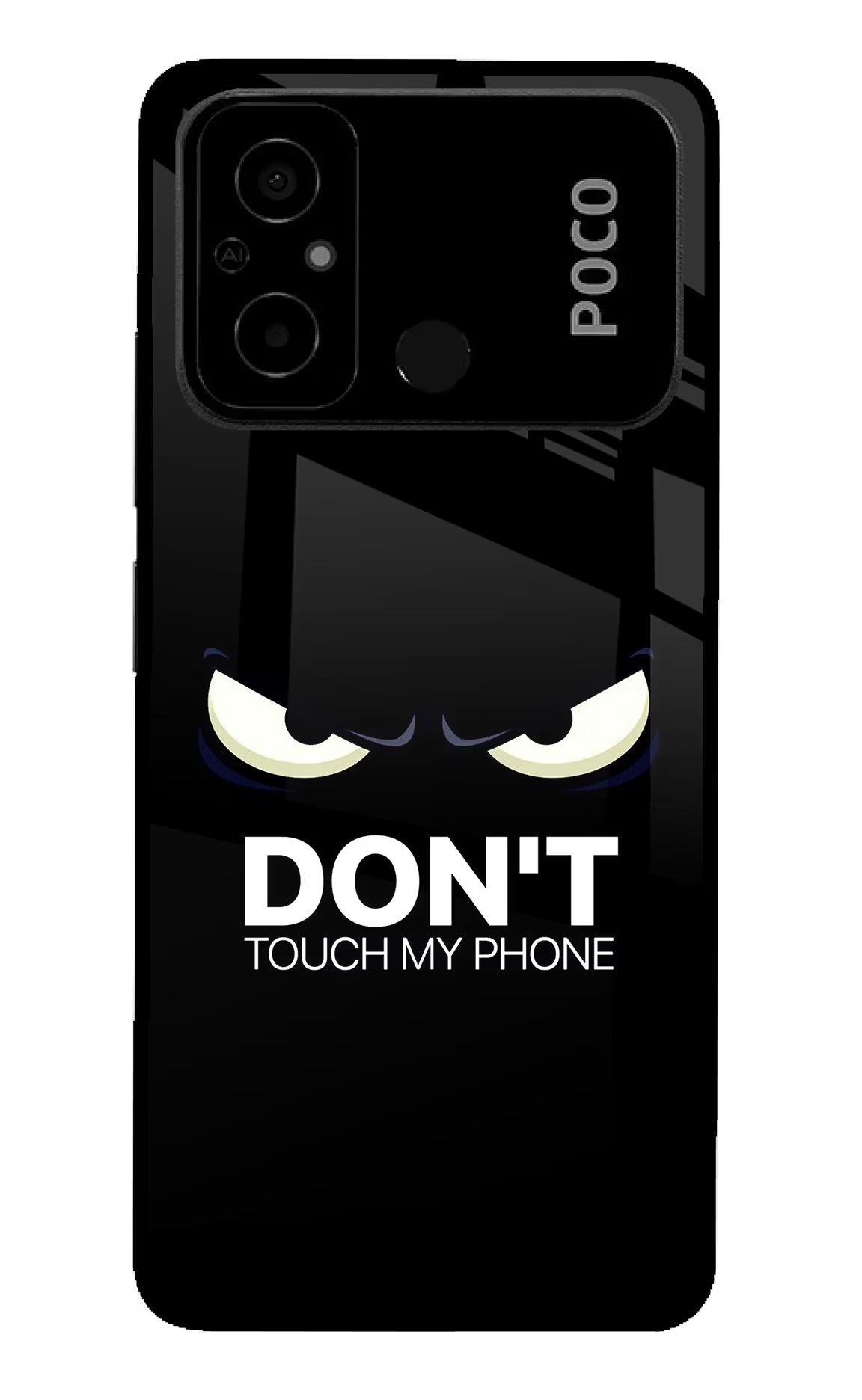 Don'T Touch My Phone Poco C55 Glass Case Back Cover by Casekaro