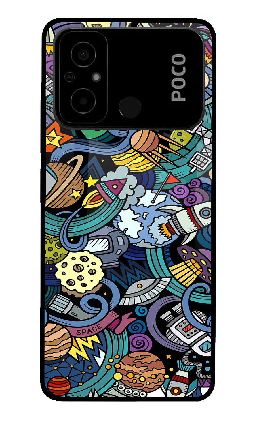 Space Abstract Poco C55 Back Cover, Glass case