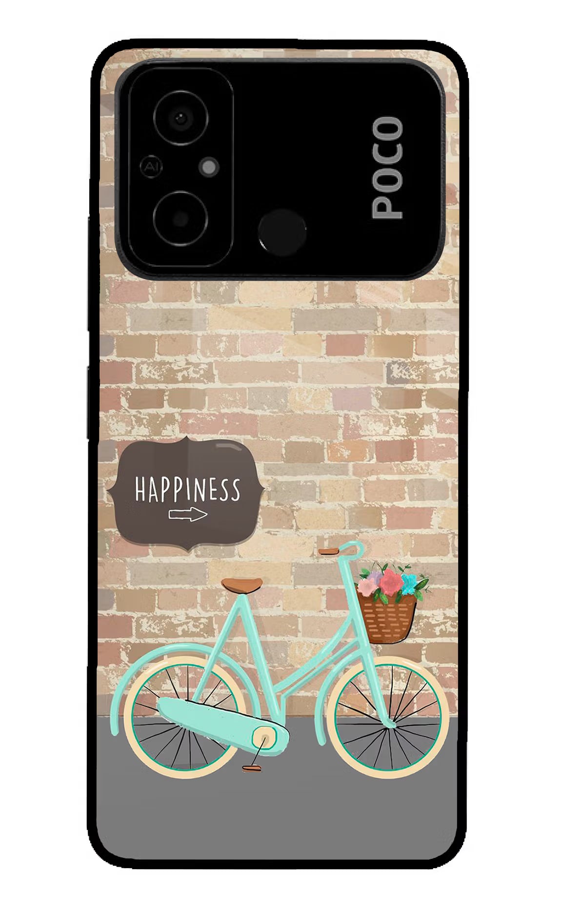 Happiness Artwork Poco C55 Glass Case Back Cover by Casekaro