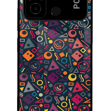 Geometric Abstract Poco C55 Glass Case Back Cover by Casekaro