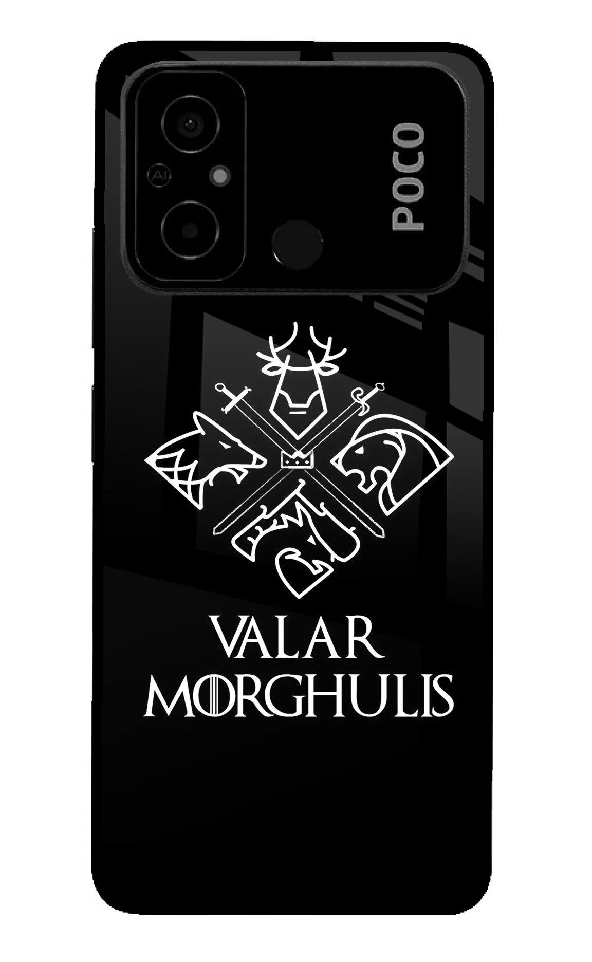 Valar Morghulis | Game Of Thrones Poco C55 Glass Case Back Cover by Casekaro