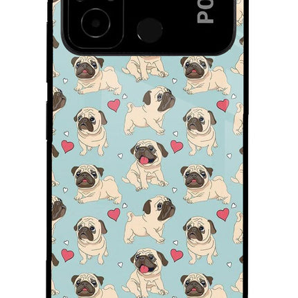 Pug Dog Poco C55 Glass Case