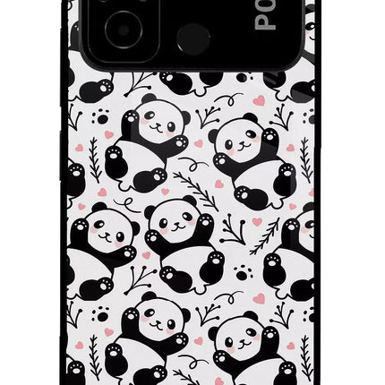 Cute Panda Poco C55 Glass Case