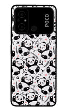 Cute Panda Poco C55 Glass Case
