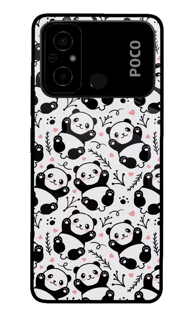 Cute Panda Poco C55 Glass Case