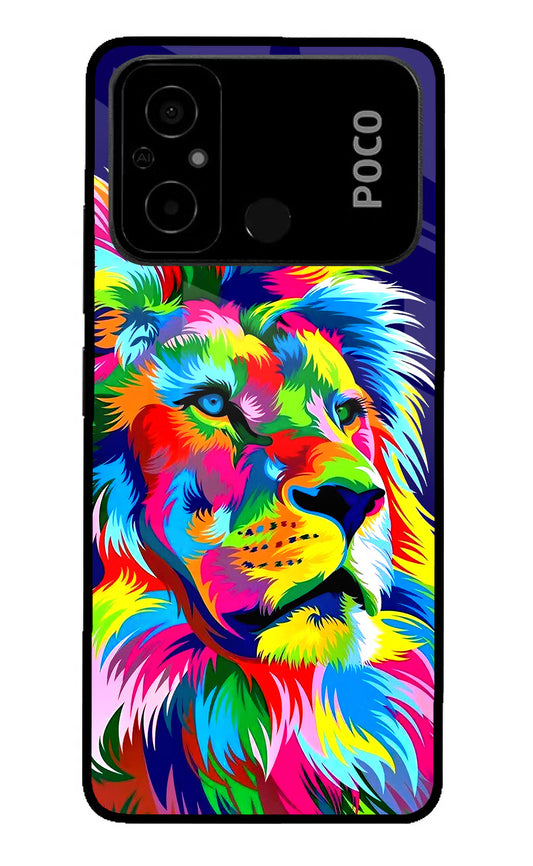 Vector Art Lion Poco C55 Glass Case