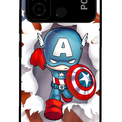 Captain America Poco C55 Glass Case