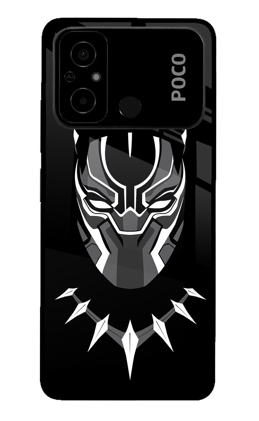 Black Panther Poco C55 Back Cover, Glass case