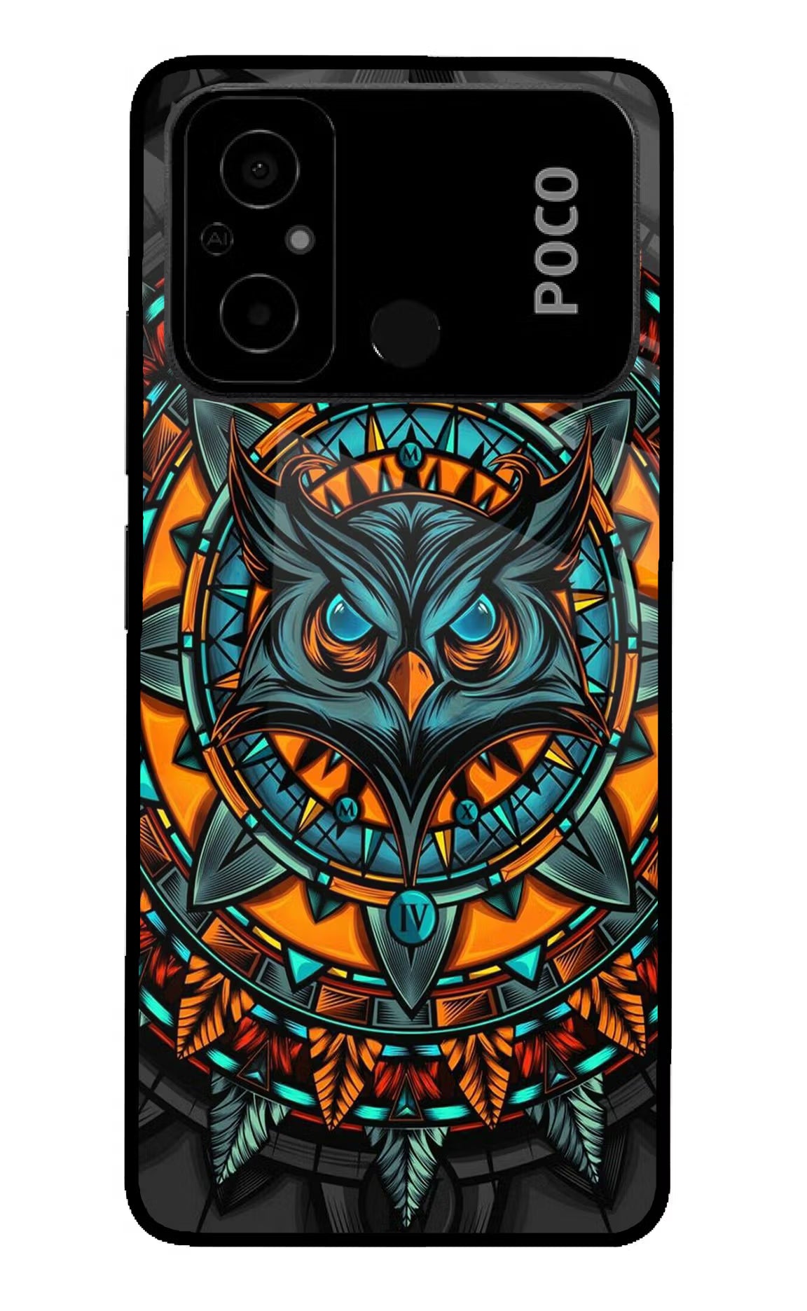 Angry Owl Art Poco C55 Glass Case Back Cover by Casekaro
