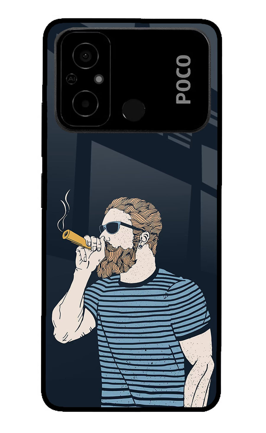 Smoking Poco C55 Back Cover, Glass case