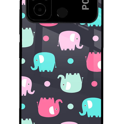 Elephants Poco C55 Glass Case
