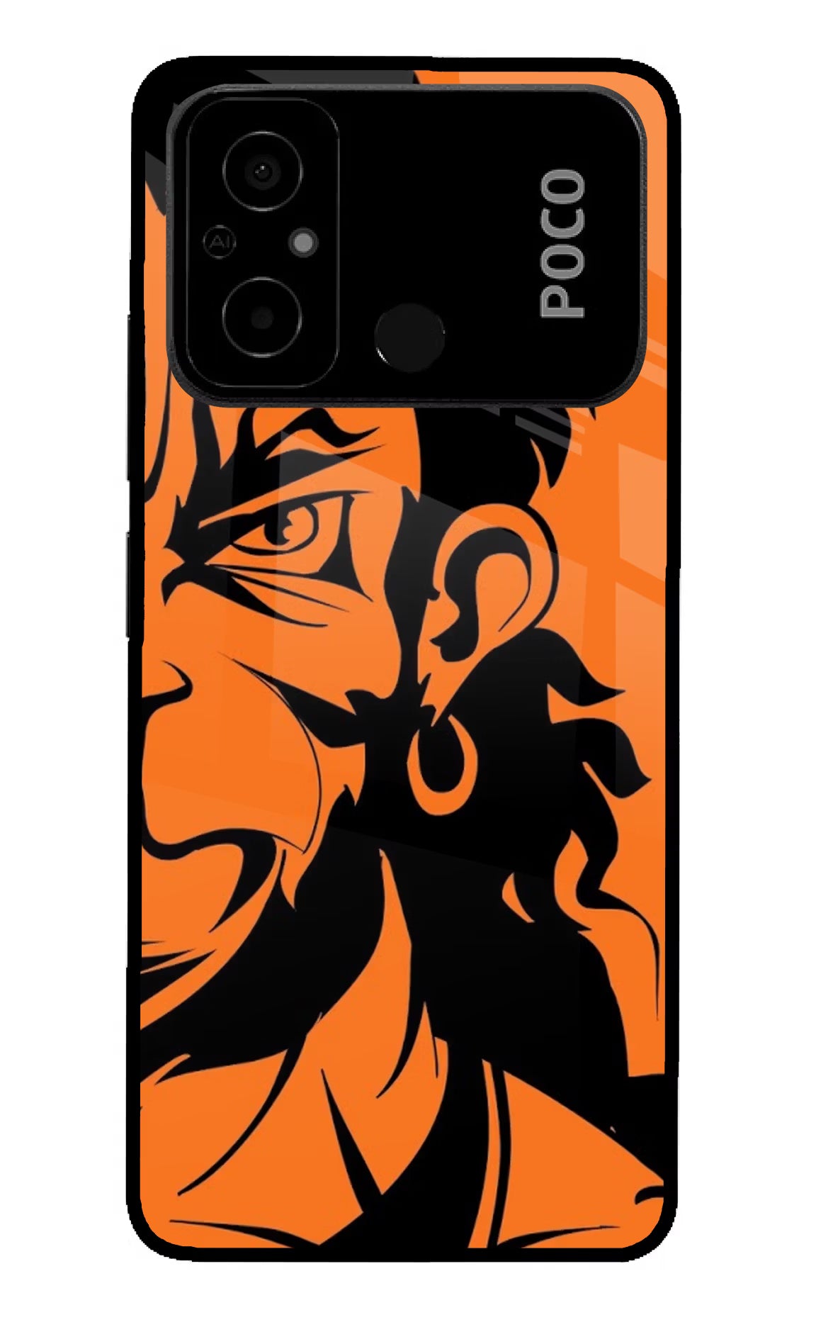 Hanuman Poco C55 Glass Case Back Cover by Casekaro