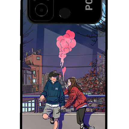 Chilling Couple Poco C55 Glass Case