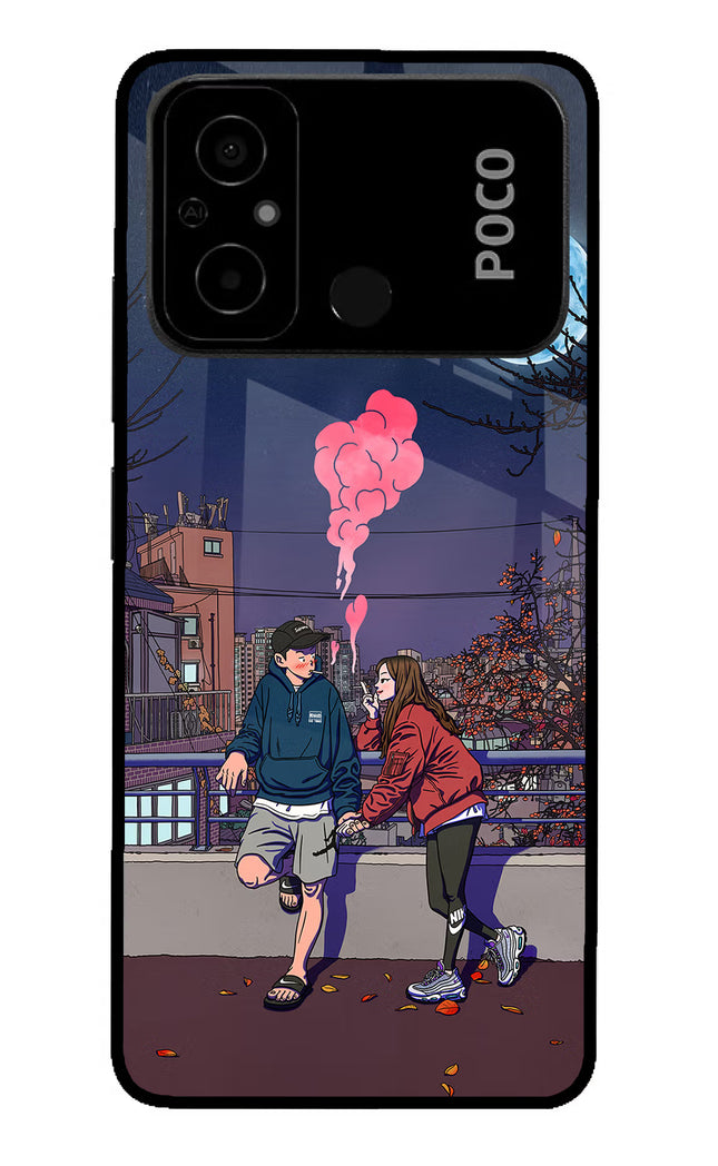 Chilling Couple Poco C55 Glass Case