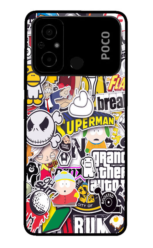 Sticker Bomb Poco C55 Glass Case