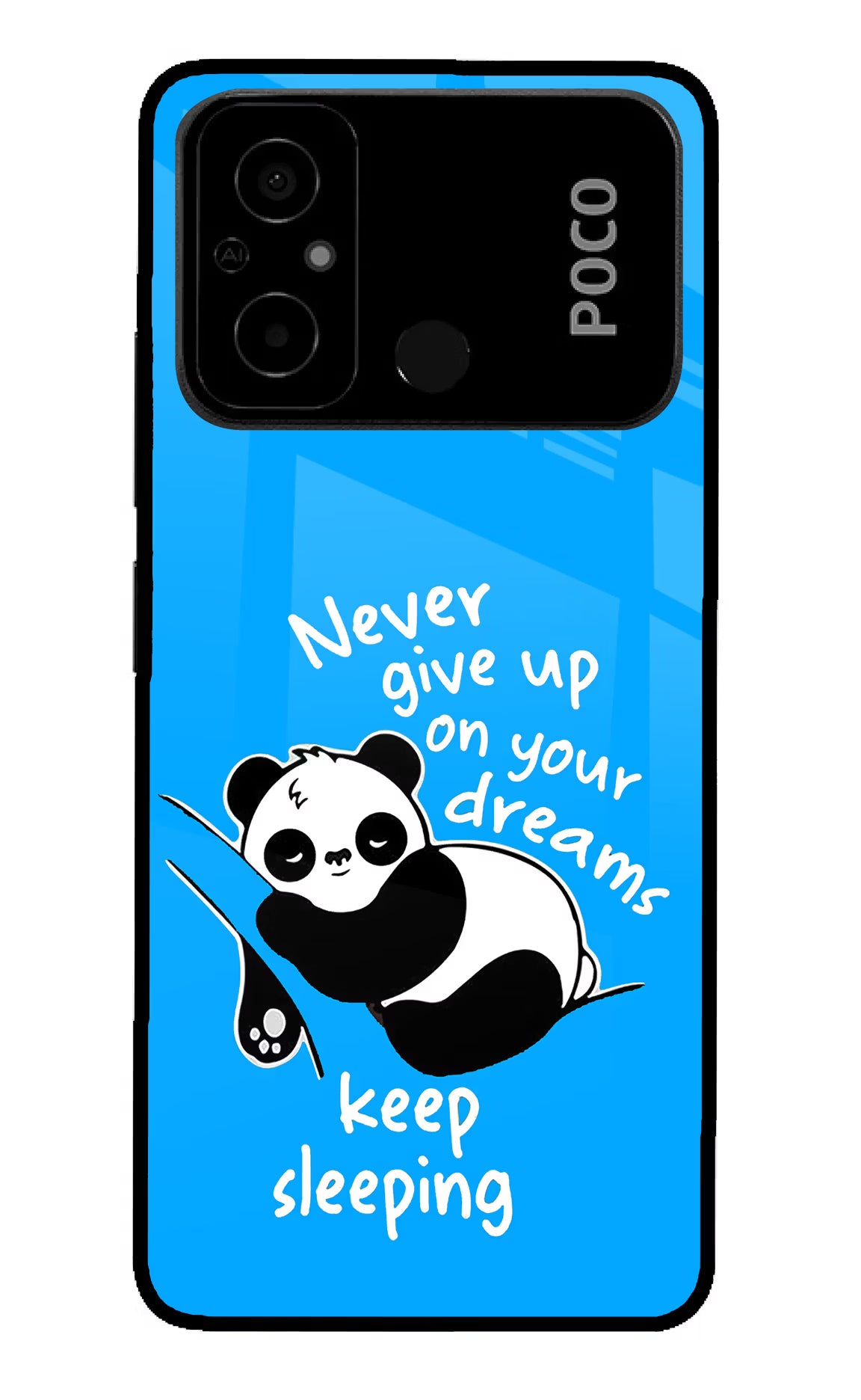 Keep Sleeping Poco C55 Glass Case Back Cover by Casekaro