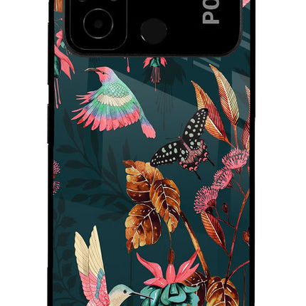 Birds Poco C55 Glass Case
