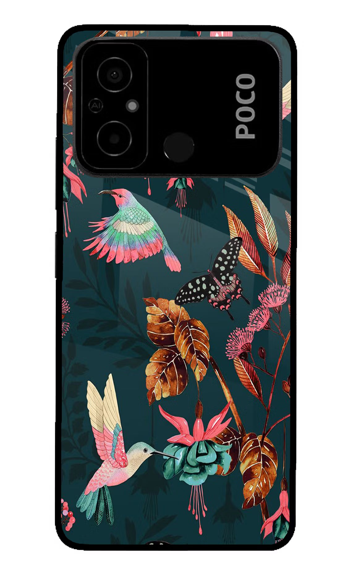 Birds Poco C55 Glass Case