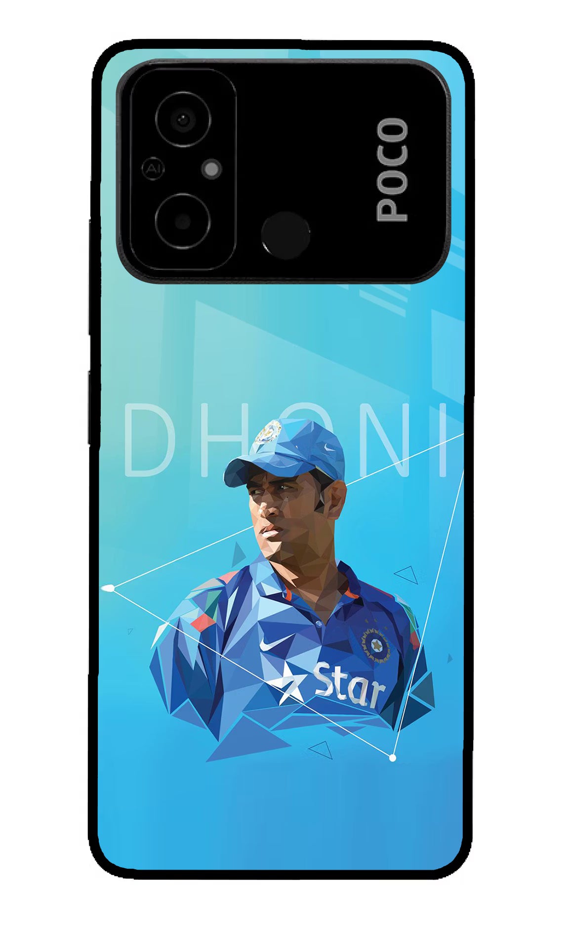Dhoni Artwork Poco C55 Glass Case
