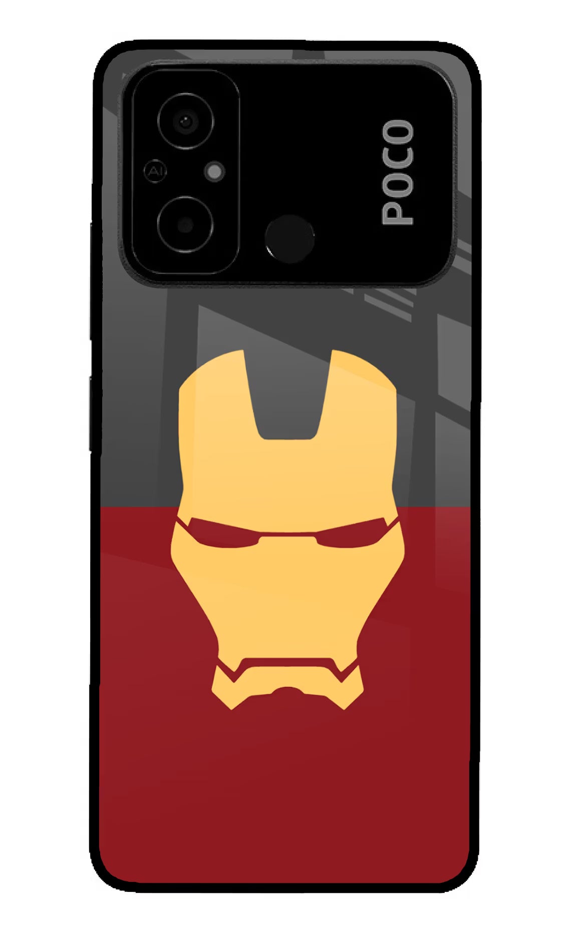 Ironman Poco C55 Glass Case Back Cover by Casekaro