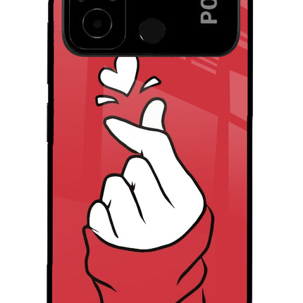 Korean Love Sign Poco C55 Glass Case