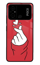 Korean Love Sign Poco C55 Glass Case