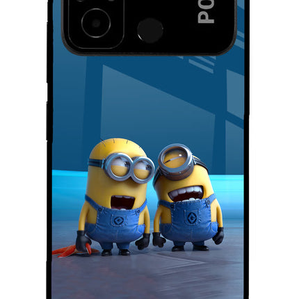 Minion Laughing Poco C55 Glass Case