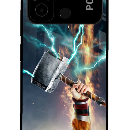 Thor Hammer Mjolnir Poco C55 Glass Case