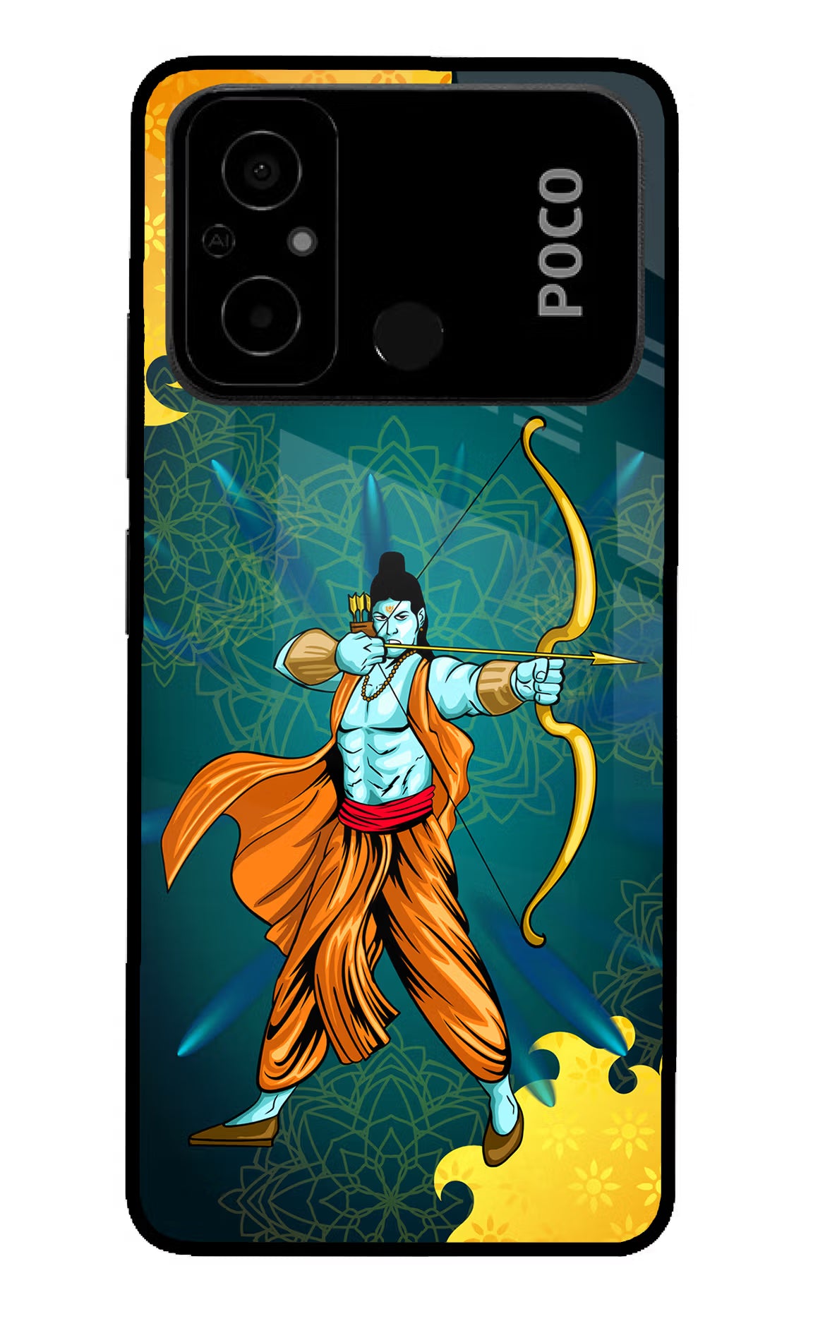 Lord Ram - 6 Poco C55 Glass Case Back Cover by Casekaro