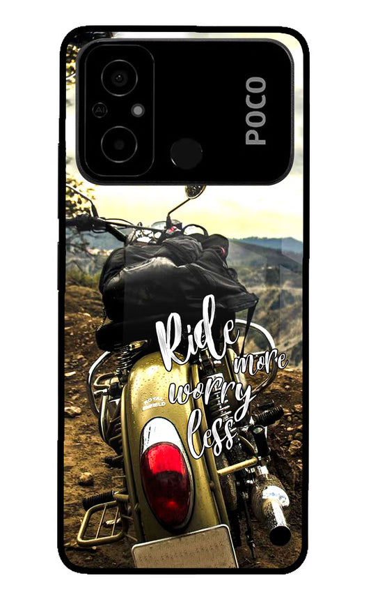 Ride More Worry Less Poco C55 Glass Case