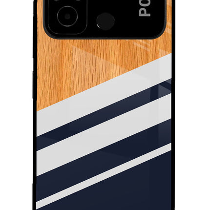 Blue and white wooden Poco C55 Glass Case