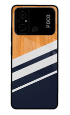Blue and white wooden Poco C55 Glass Case