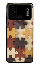 Wooden Puzzle Poco C55 Glass Case
